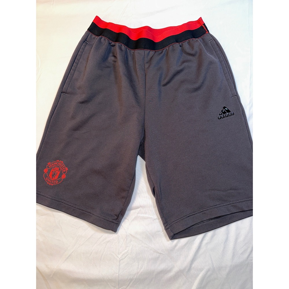 Adidas Manchester United Kids Shorts Gray BQ2973 Soccer Athletic Size L 13-14Y
